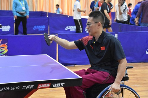 图为安阳市残疾人运动员乒乓球比赛现场